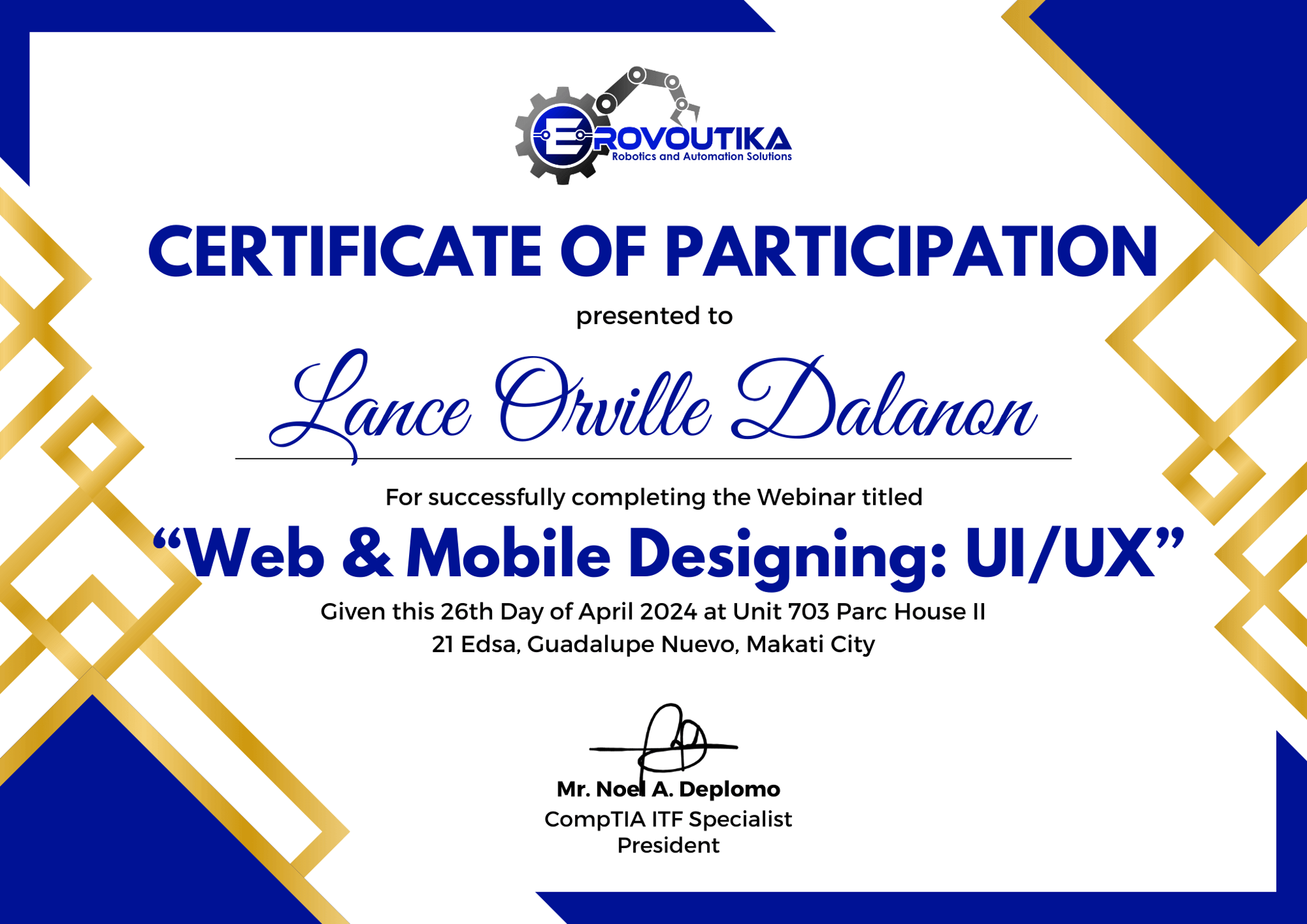 Web and Mobile Designing UIUX - Issued in April 2024