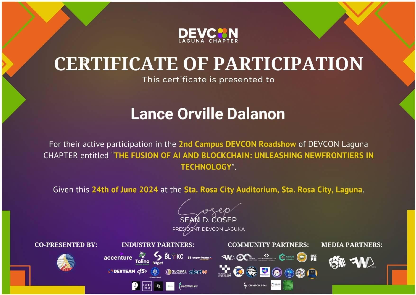 2nd Campus DEVCON Roadshow - The Fusion of AI and Blockchain Unleashing Newfrontiers in Technology - Issued in June 2024